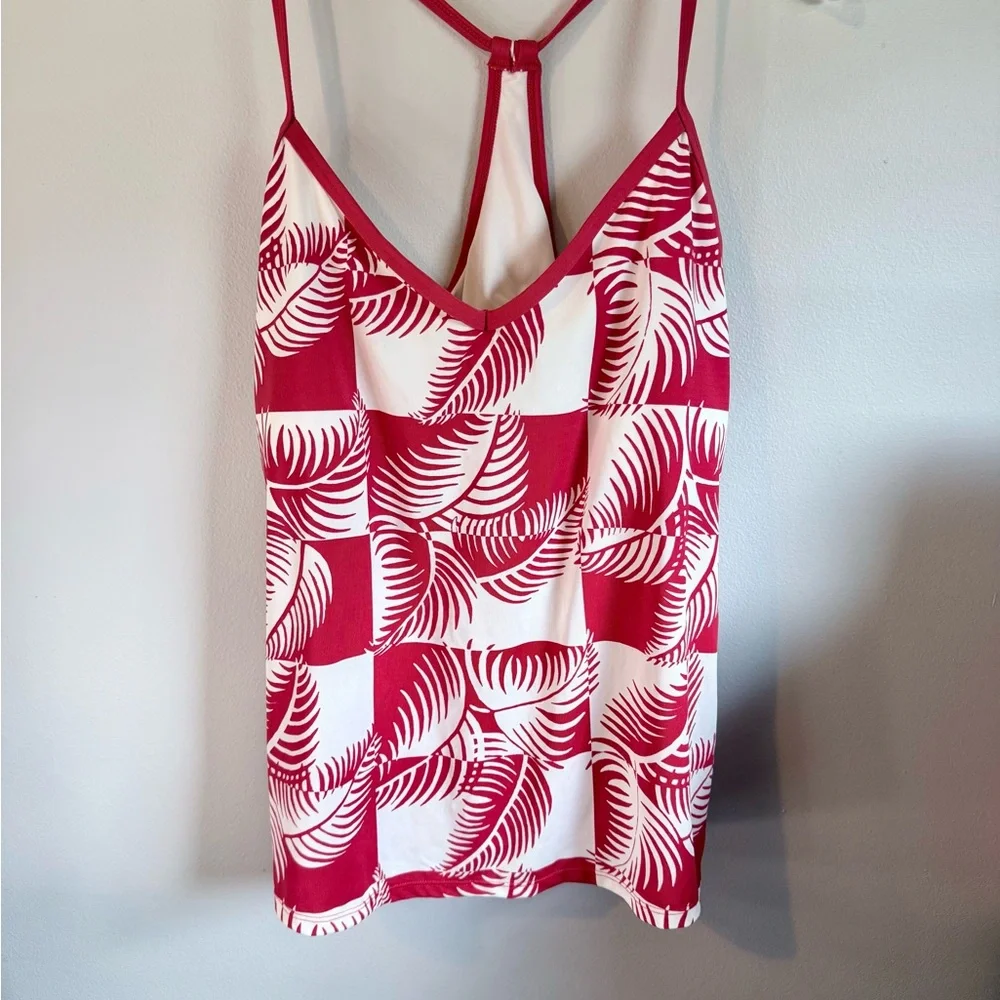 Carve Designs Stinson Tankini in Checkered Palm w/ Hot Red - Picture 2 of 6